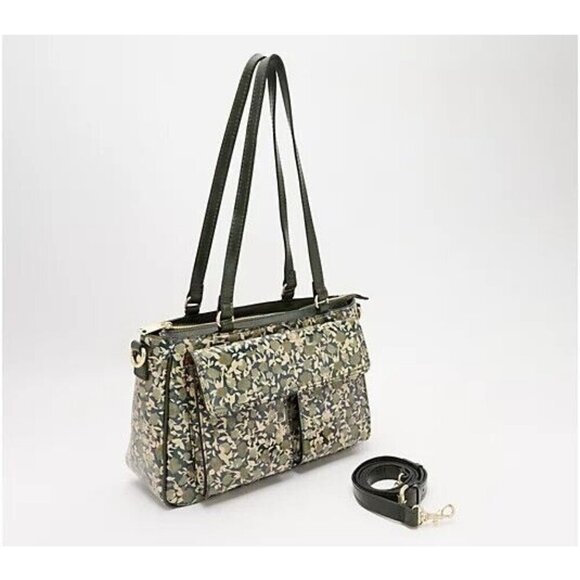 Patricia Nash Women Leather Rosetti Satchel Crossbody Olive Groves Bag